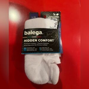 Balega Lg. Unisex White No Show Tab Socks, Premium Cushion, Recycled, new/pkg.
